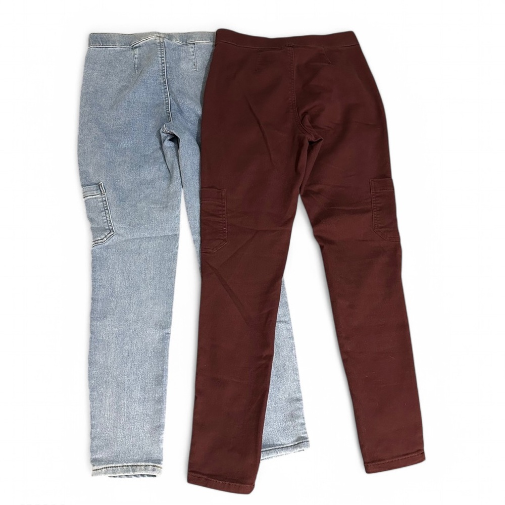2 Pairs XS Cargo Jeggings Bundle No Boundaries Light Wash and Burgundy - Picture 3 of 4